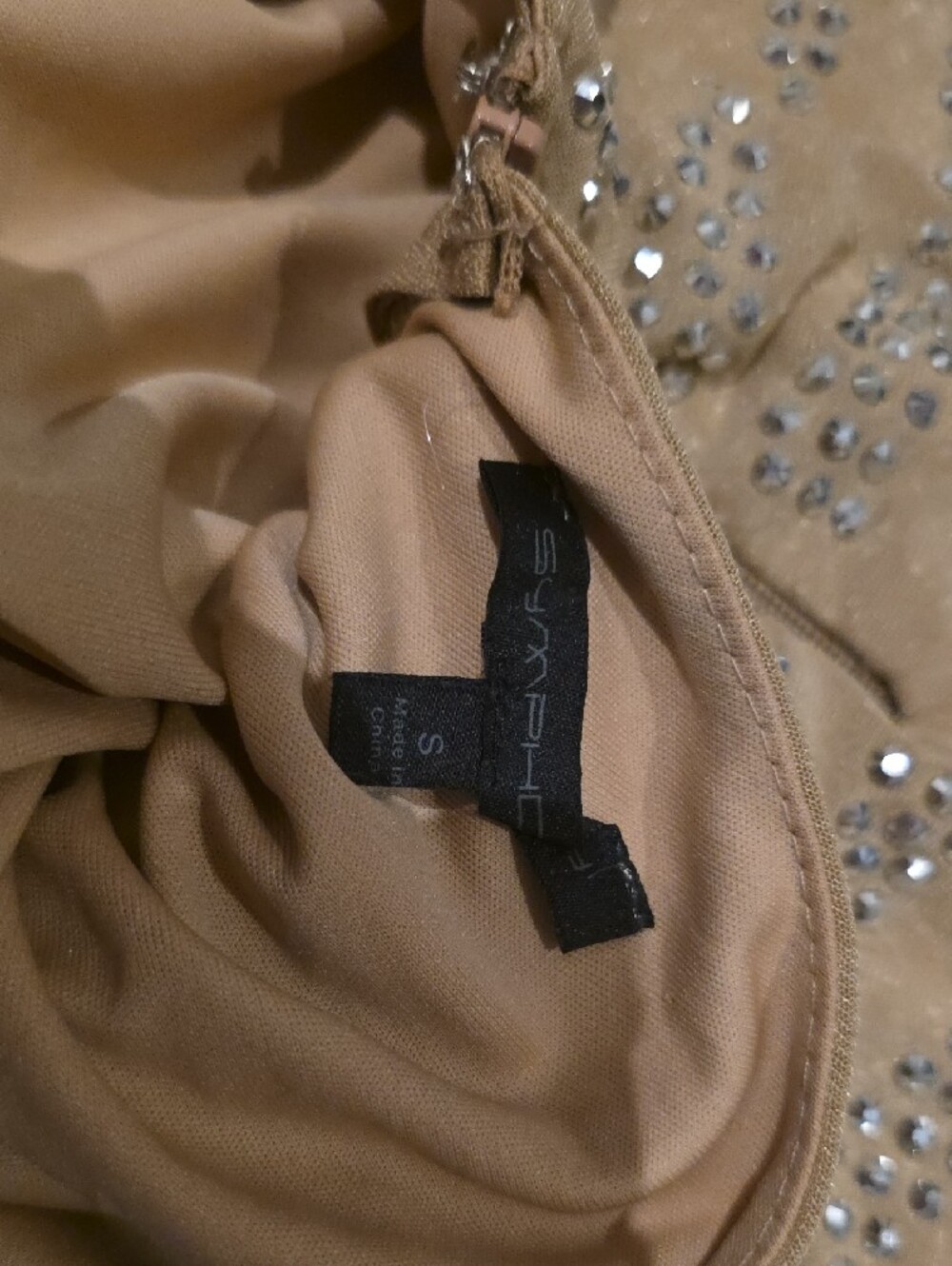 Symphony Gold Rhinestone Bodycon Mini Dress - Picture 5 of 5